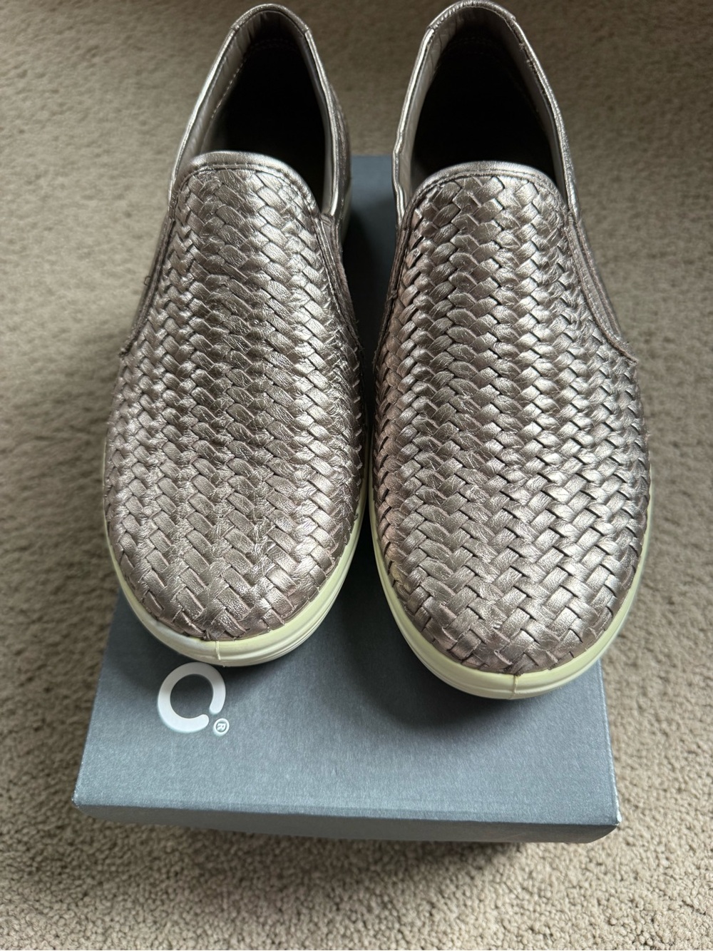 Ecco Metallic Woven Slip-On Loafers in Bronze